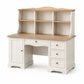 Schreibtisch mit Regalaufsatz Massivholz und MDF Weiß/Eiche 120x60x120cm