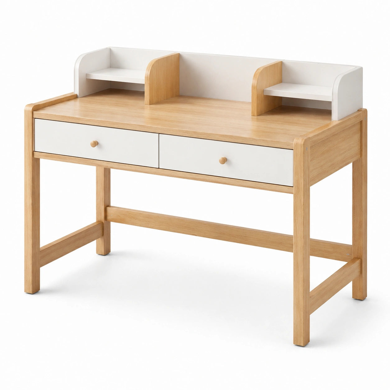 Kinderschreibtisch Bambusholz MDF Weiß 100x50x75 cm