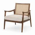 Holzsessel mit Rattan-Rückenlehne Beige