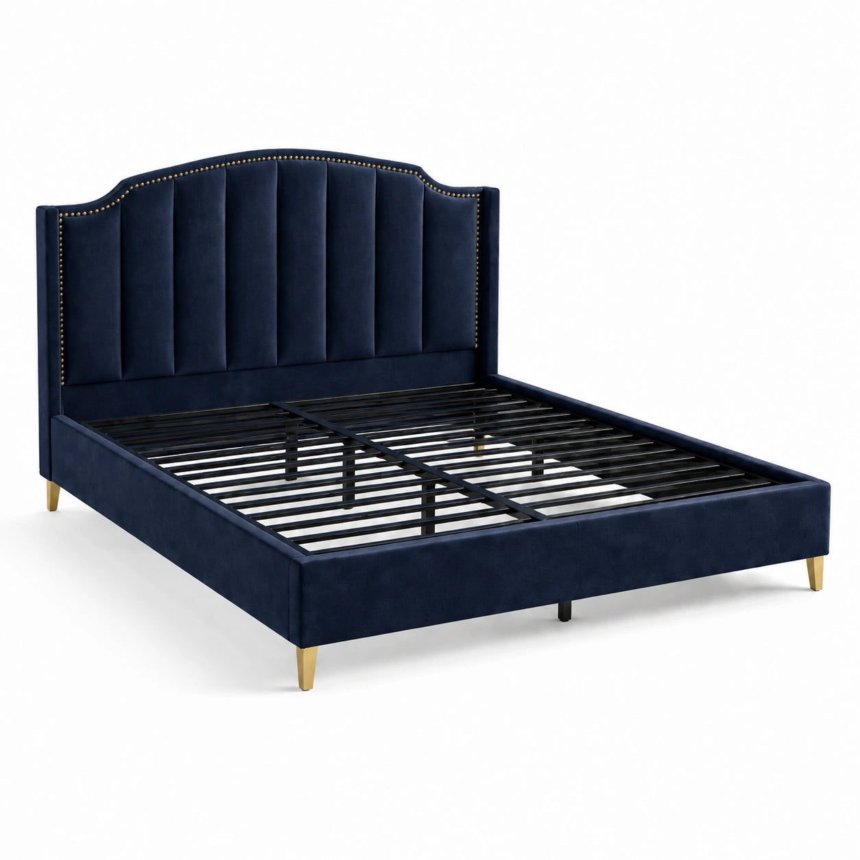 Samt Doppelbettgestell Blau mit Kopfteil 200x180 cm