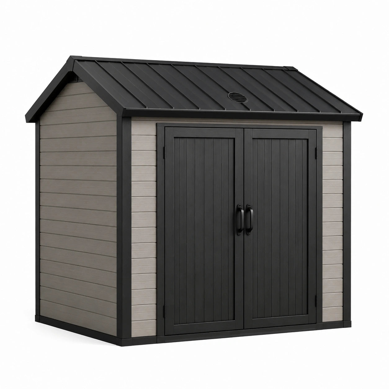 Kunststoff Gartenhaus mit Satteldach in Grau/Schwarz 185x152x226 cm