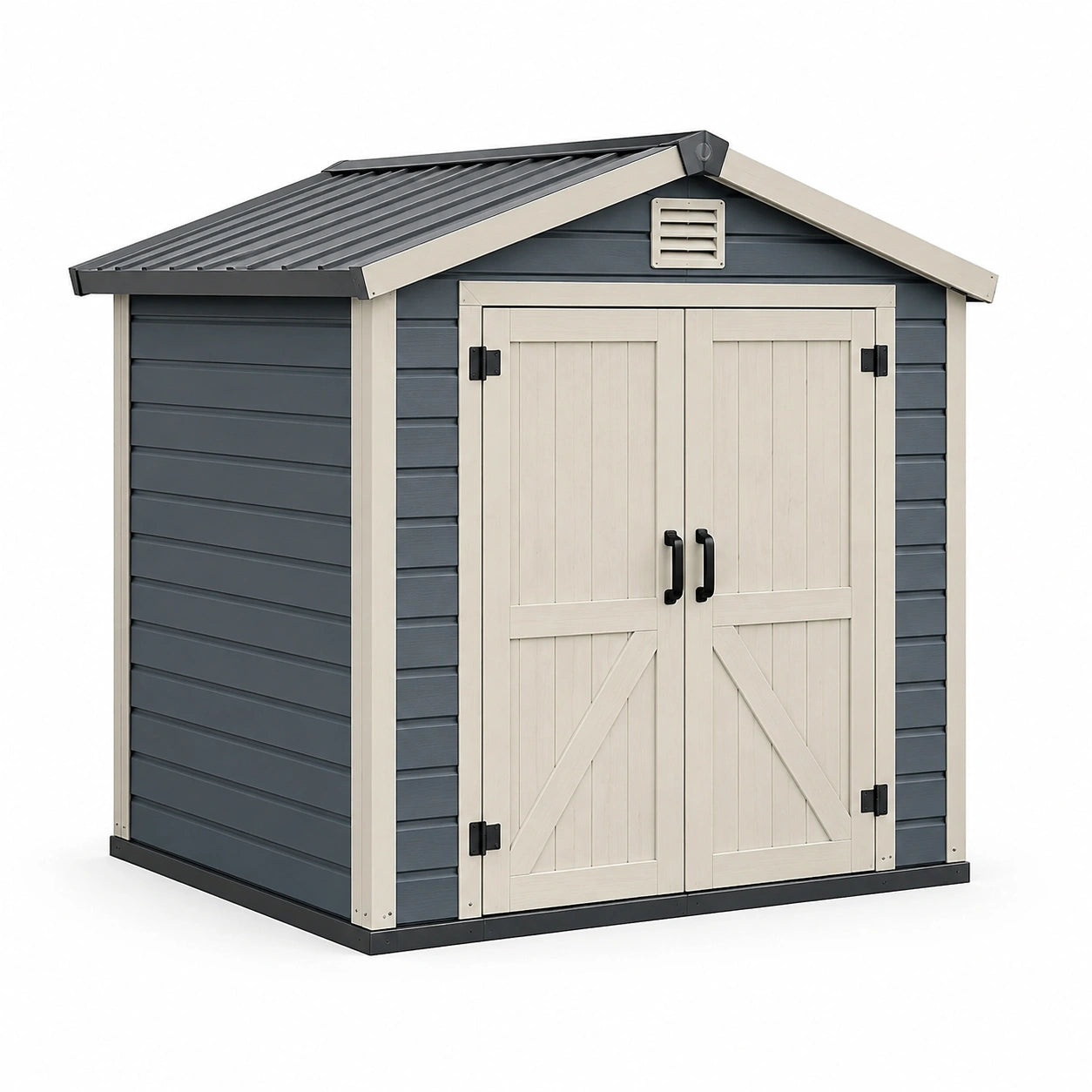 Gartenhaus Kunststoff Grau/Beige 185x152x226 cm