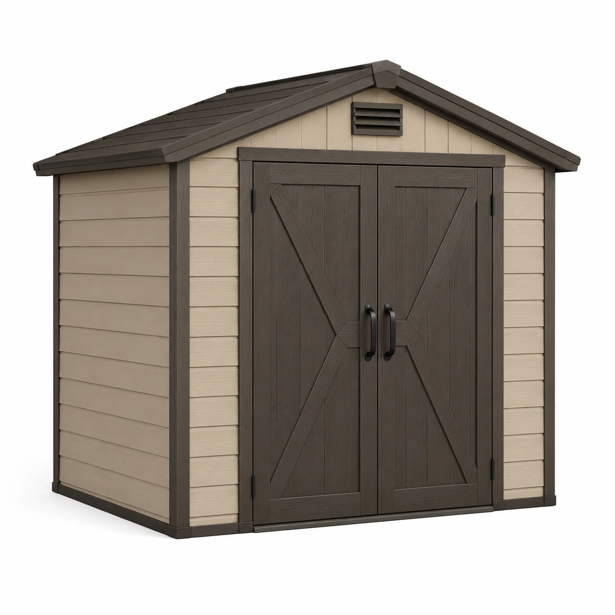 Gartenhaus aus Kunststoff Beige/Braun 220x185x226 cm
