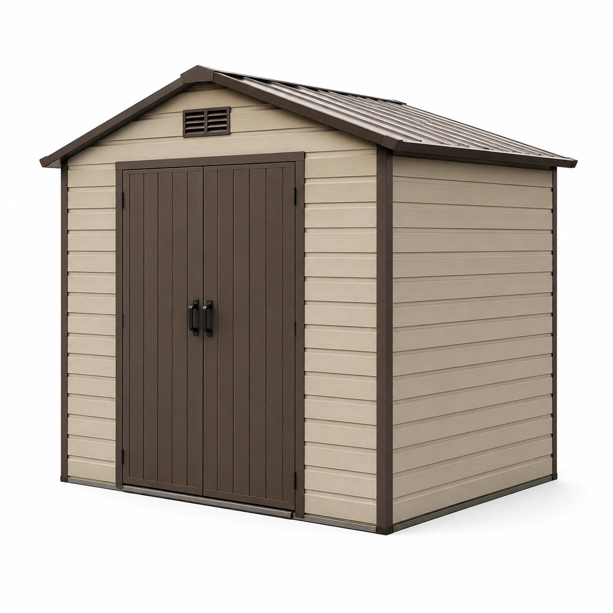 Kunststoff-Gartenhaus mit Doppeltür Beige/Braun