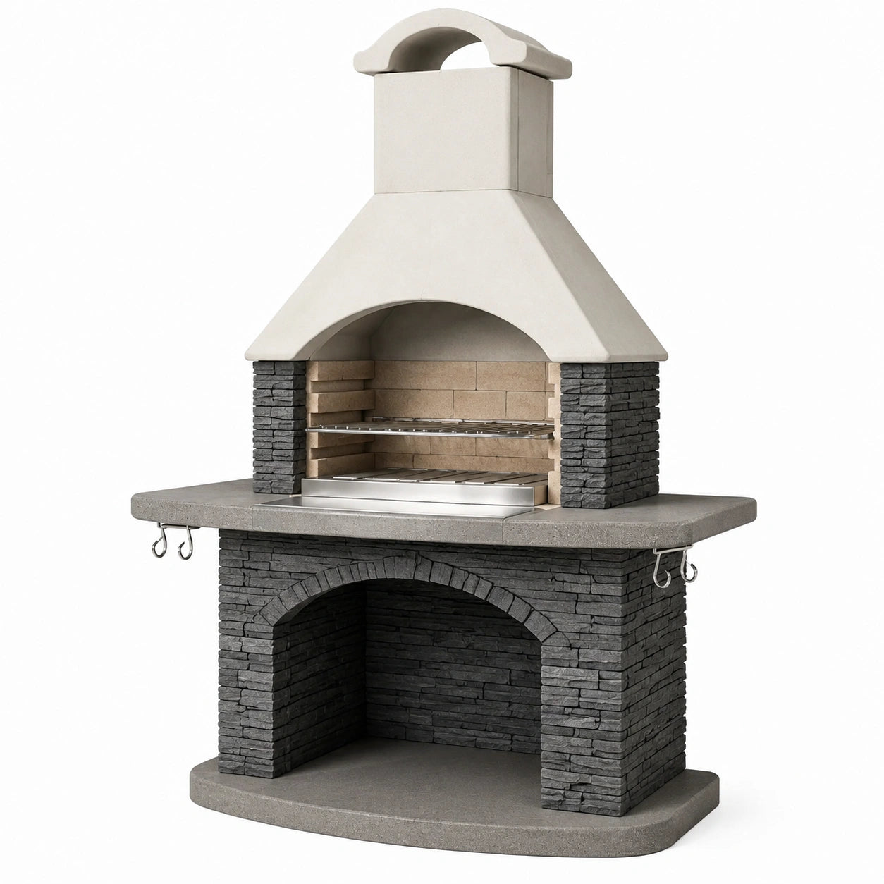 Grillkamin aus Beton und Naturstein Grau