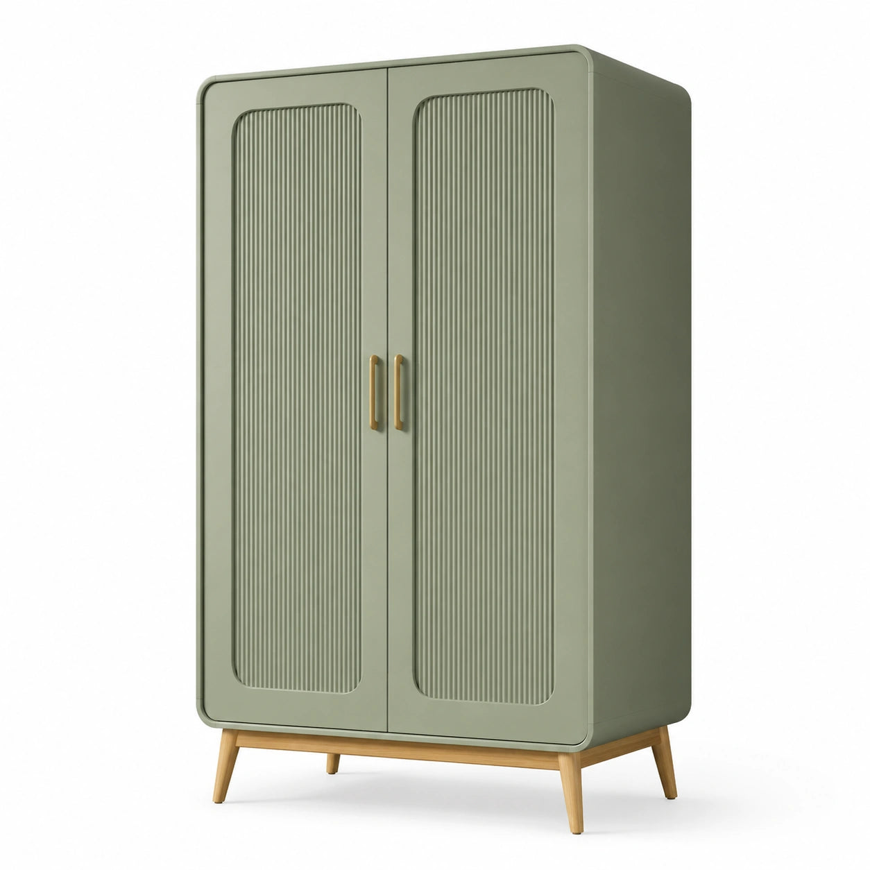 Kleiderschrank mit Doppeltüren aus Holzwerkstoff in Olivgrün 180x100x50 cm