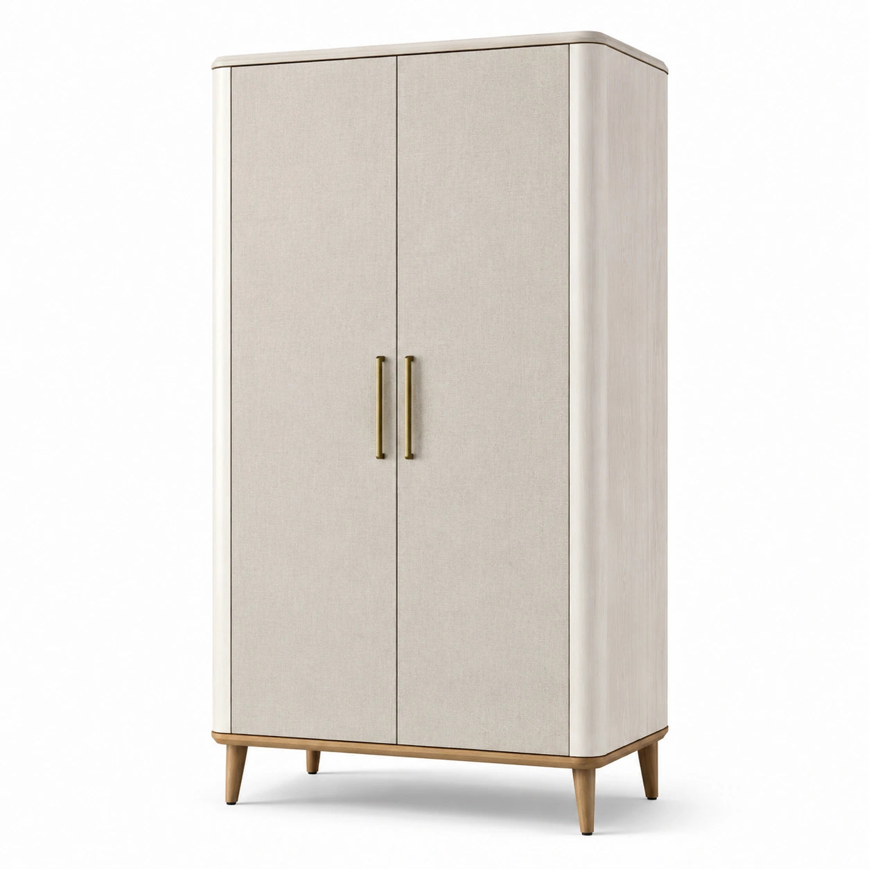 Kleiderschrank Holz Gewebe Beige 200x90x50 cm