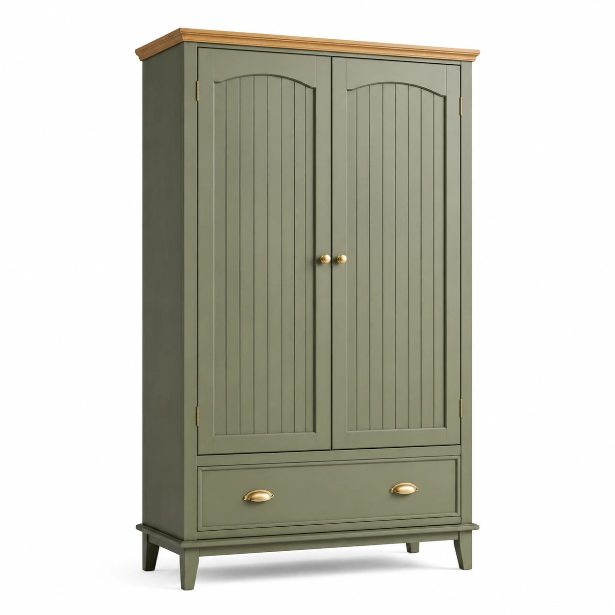 Kleiderschrank aus Holz und MDF in Grün mit Doppeltüren