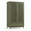 Kleiderschrank mit 2 Türen und 1 Schublade Holz Grün 180x100x50cm