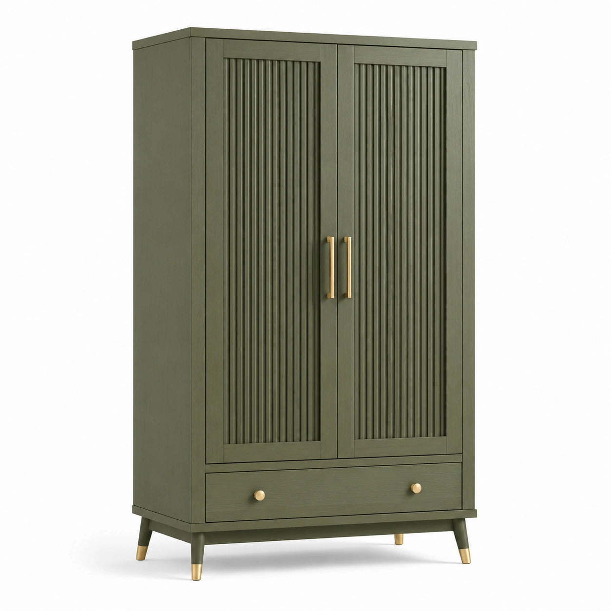 Kleiderschrank mit 2 Türen und 1 Schublade Holz Grün 180x100x50cm