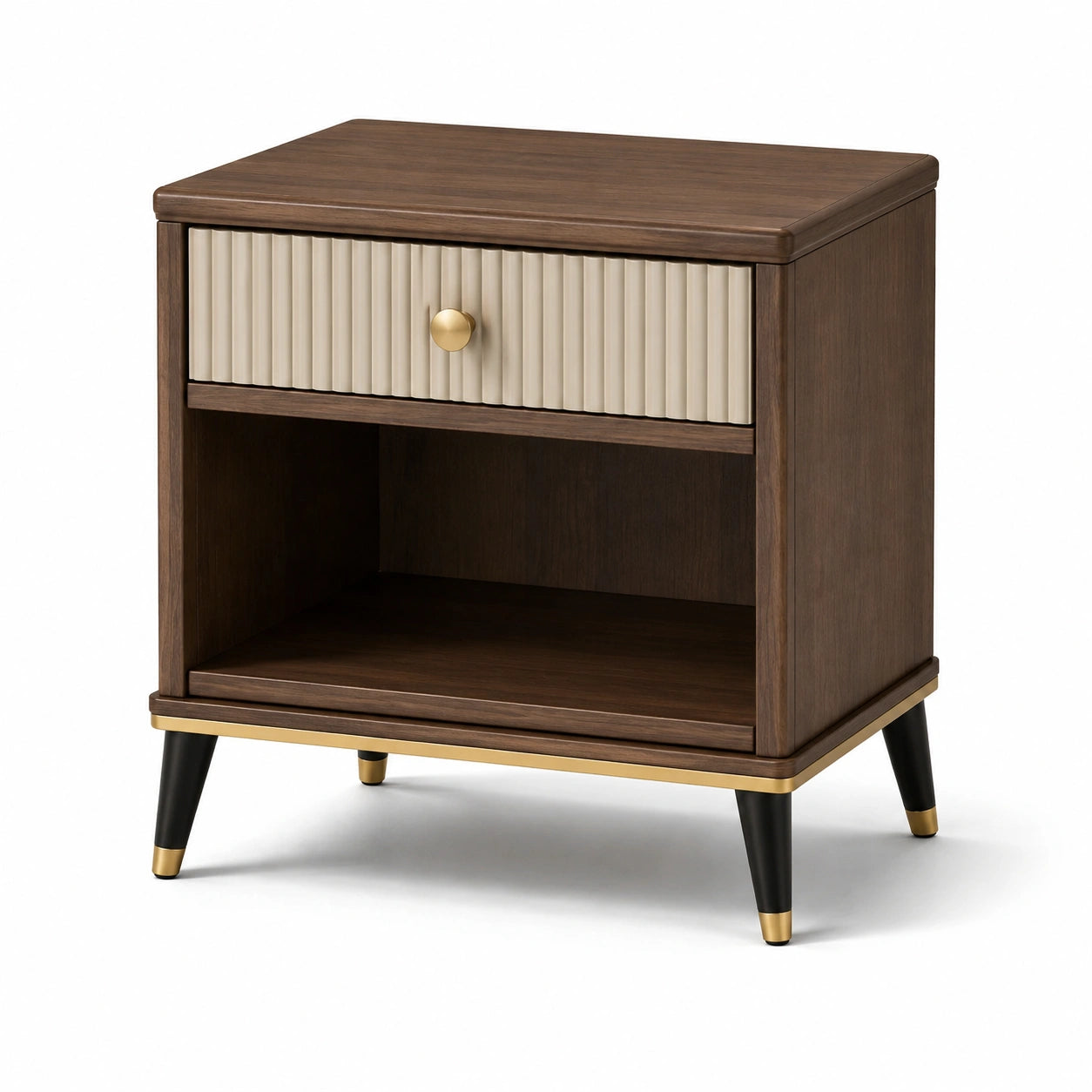 Nachttisch Holz MDF/Eichenfurnier Braun/Beige